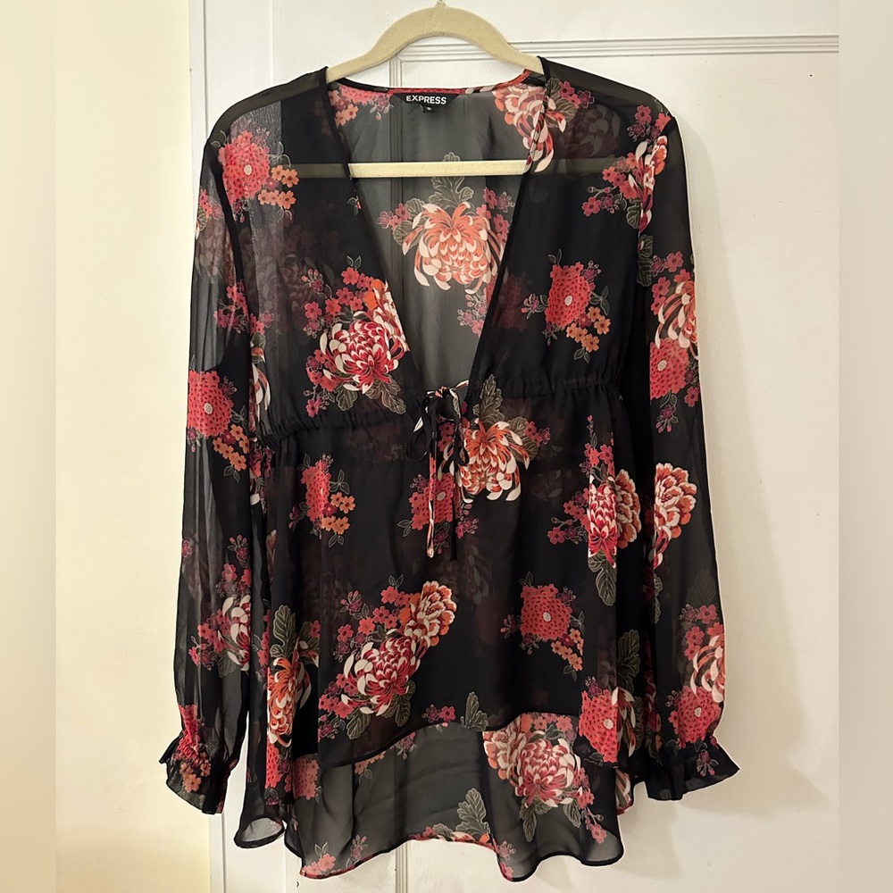 Express sheer floral blouse